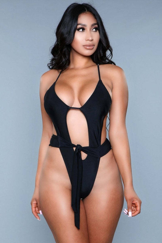 BW1979 Women's Sexy Crisscross Halter One-Piece Swimsuit Keyhole Cutout